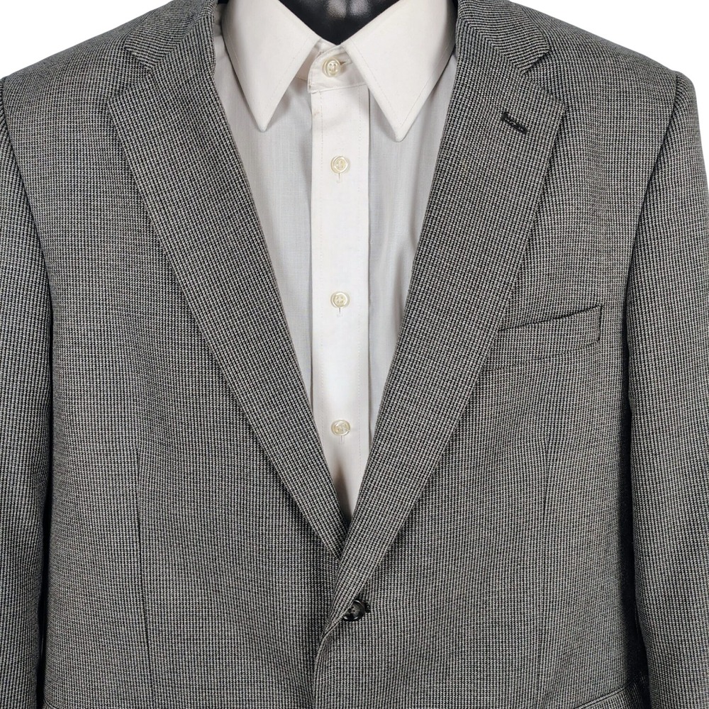 Bert Pulitzer Mens SZ 46L Blazer Grey Black Micro Pattern Professional Classic